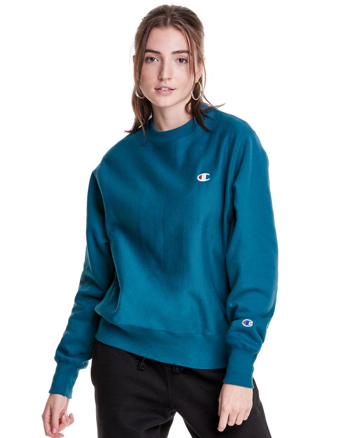 Champion Sweatshirt Dames - Blauw - Reverse Weave Boyfriend Crew ( 342176-JXF )